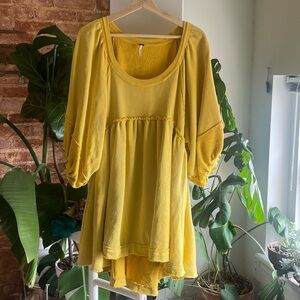 Free People yellow towel mini dress Small